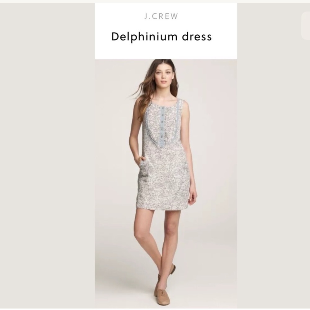 J. CREW Delphinium Dress Mini Floral Silk Cotton Pleated Dainty Flower Pockets